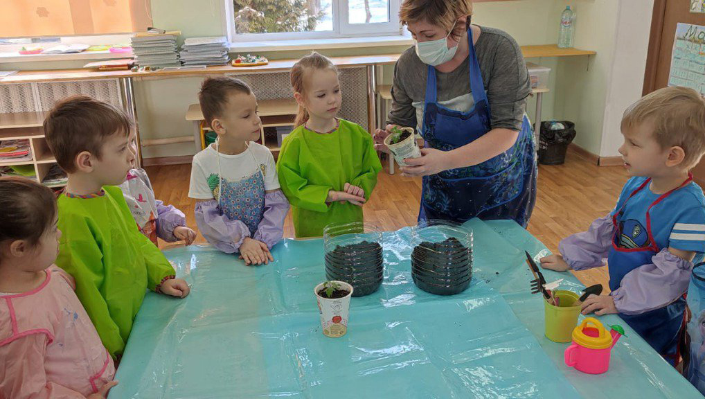 Дошкольники школы №2083 приняли участие в мероприятии «Огород на подоконнике»